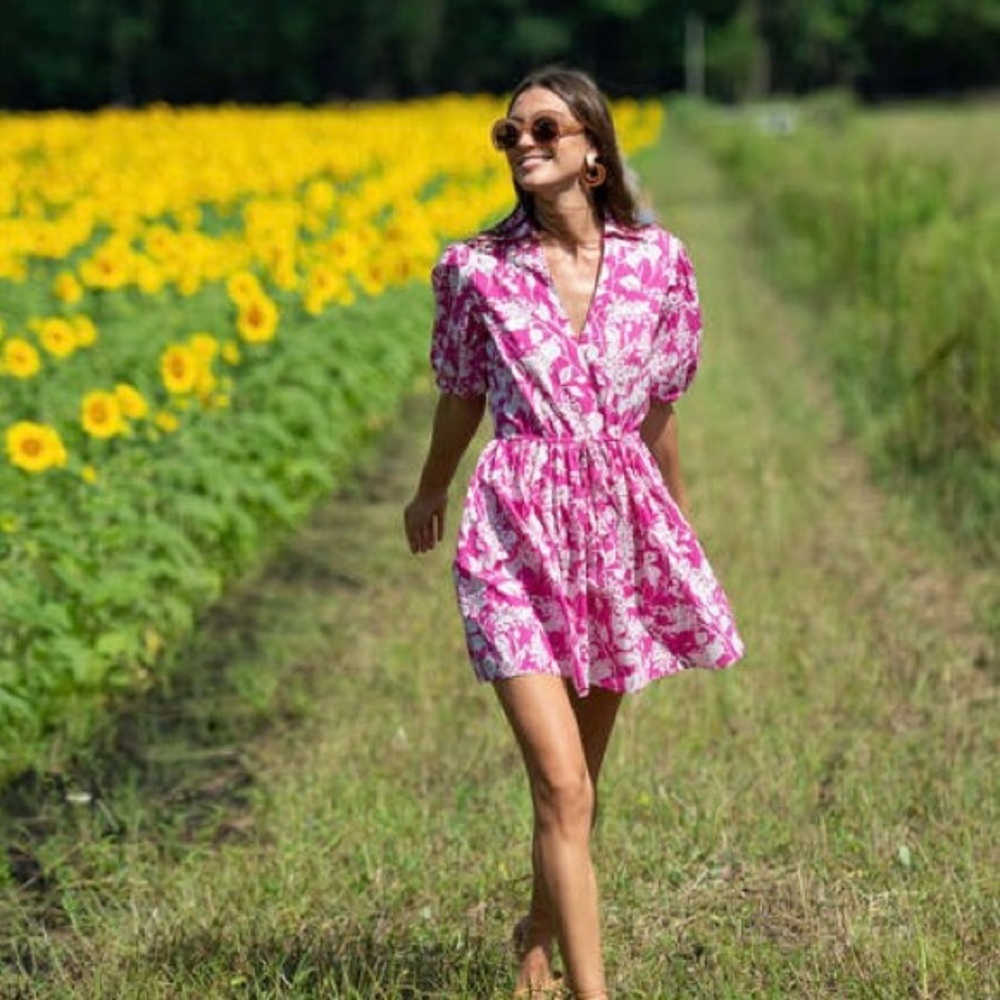 Olivia James The Label Daphne Dress in Spring Shadow Rose Violet